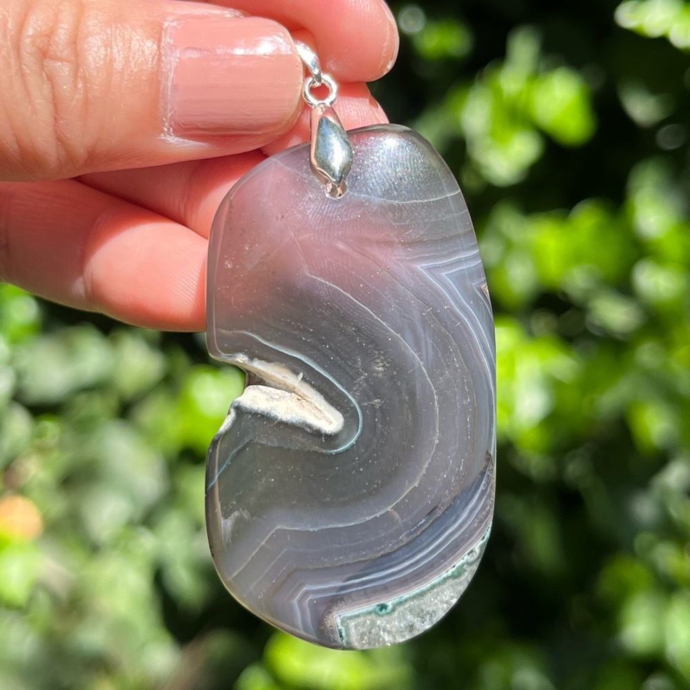 Silver plated druzy agate fish shape